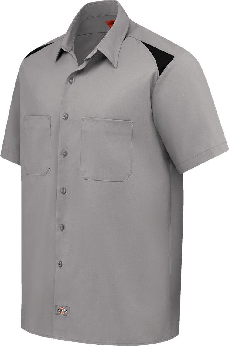 Left View of Smoke/ Black Short Sleeve Performance Team Shirt - Tall Sizes - 05T