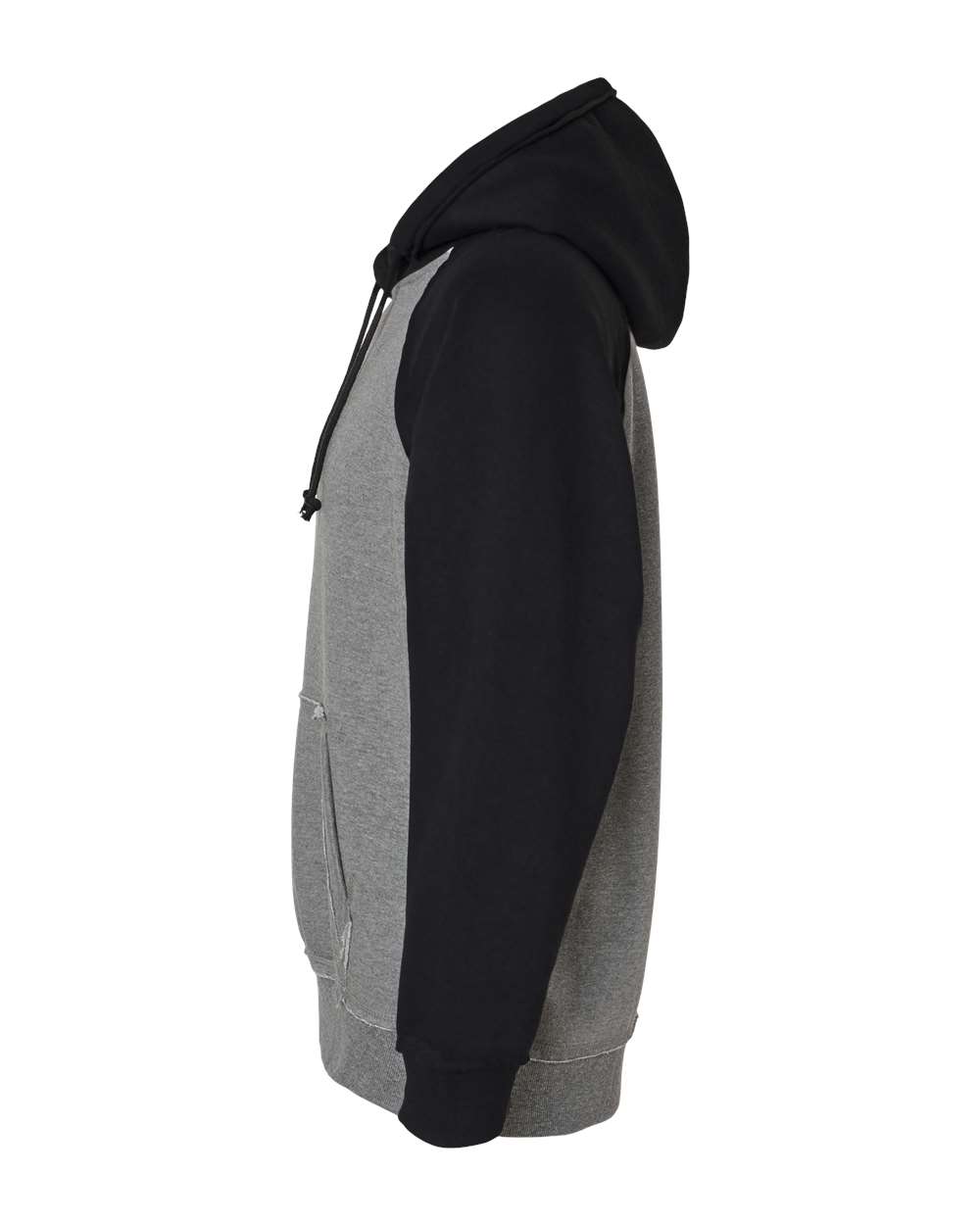 Left View of Smoke Heather/ Black Vintage Heather Hooded Sweatshirt - 8885