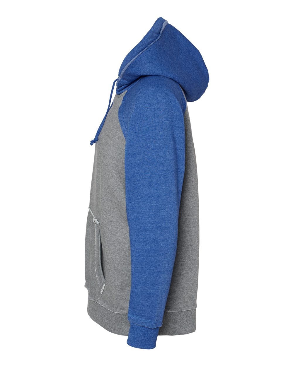 Left View of Smoke Heather/ Vintage Royal Heather Vintage Heather Hooded Sweatshirt - 8885