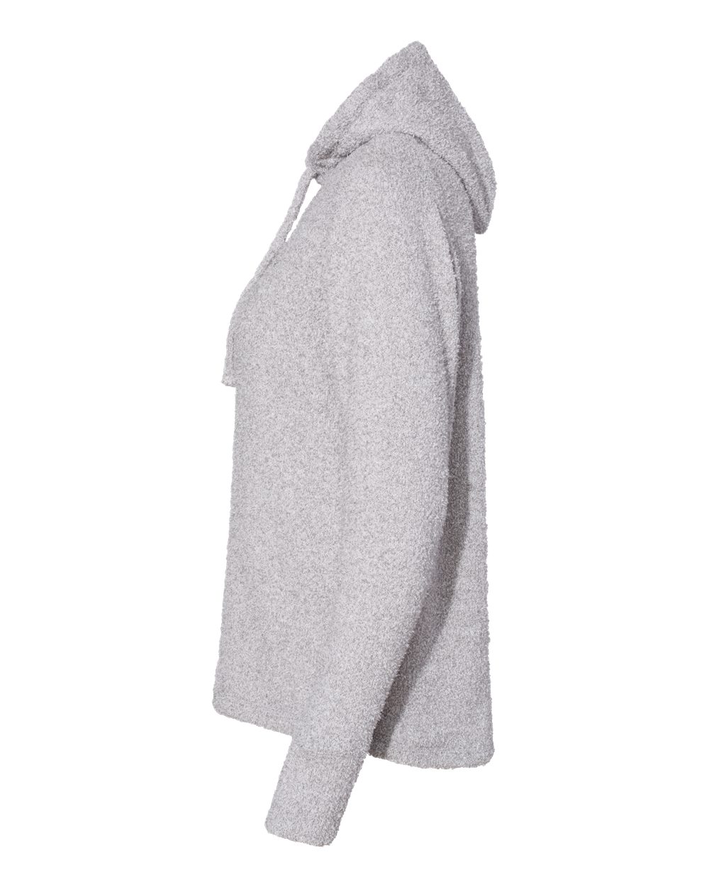 Left View of Smoke Heather Women’s Teddy Fleece Hooded Pullover - 8680