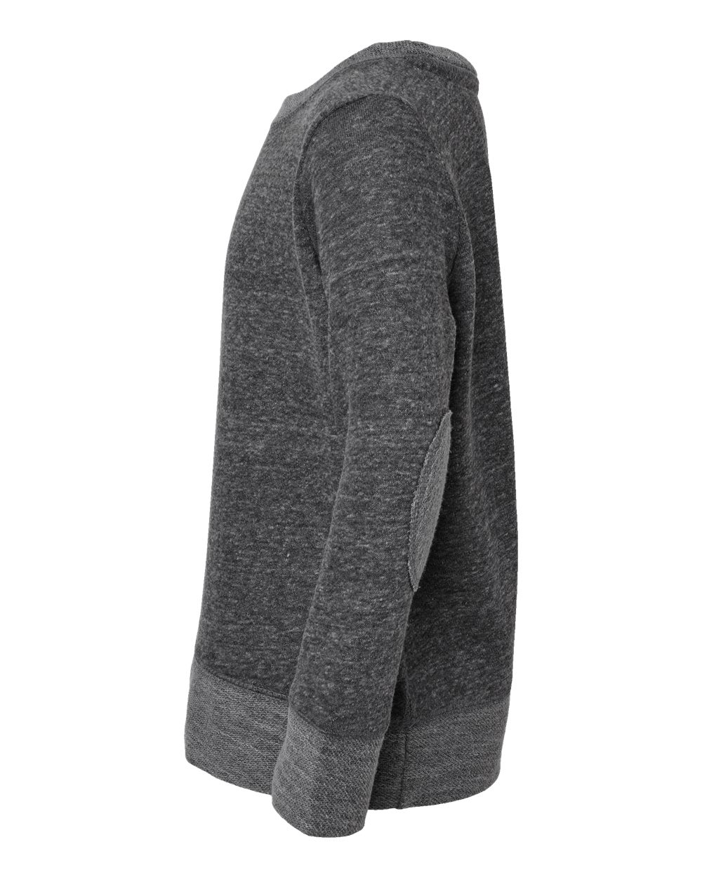 Left View of Smoke Melange Youth Harborside Mélange French Terry Long Sleeve with Elbow Patches - 2279