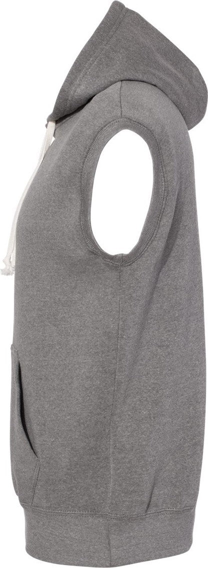 Left View of Smoke Triblend Triblend Sleeveless Hooded Sweatshirt - 8877