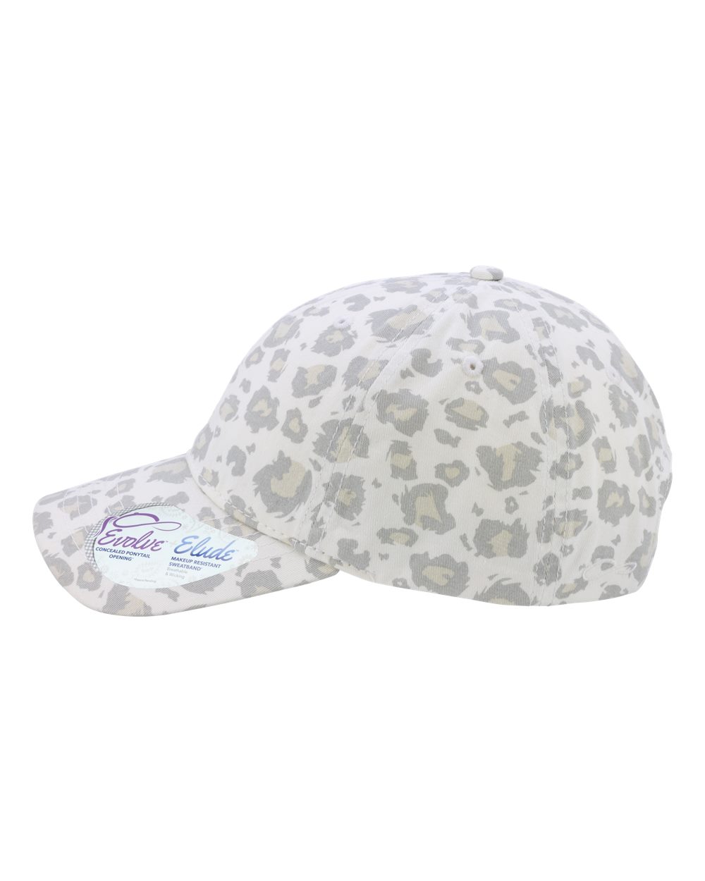 Left View of Snow Leopard Women's Garment-Washed Fashion Print Cap - HATTIE