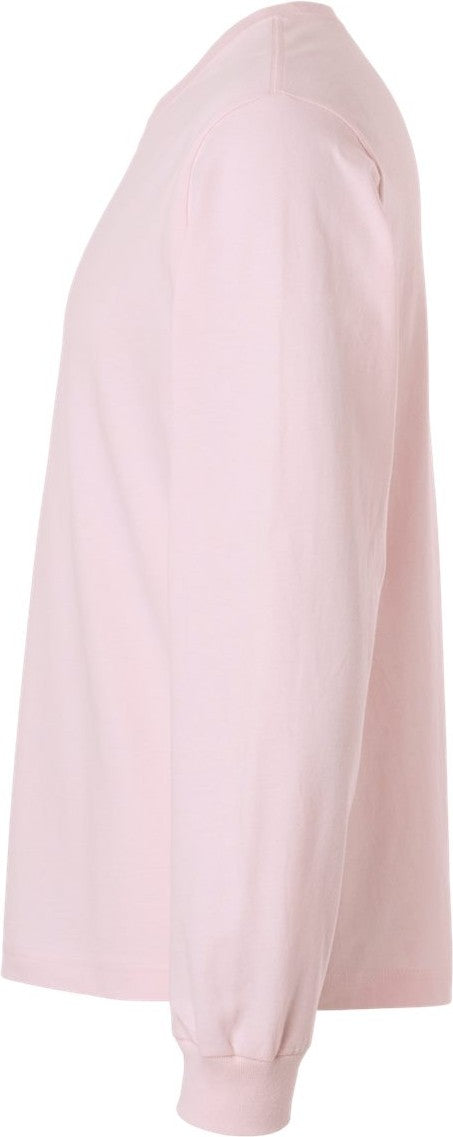Left View of Soft Pink 6 oz. Heavyweight Long Sleeve Tee - 3511