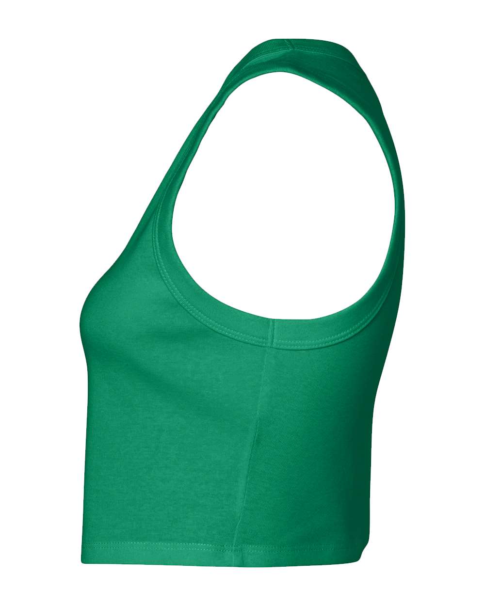 Left View of Solid Kelly Blend Women's Micro Rib Muscle Crop Tank - 1013