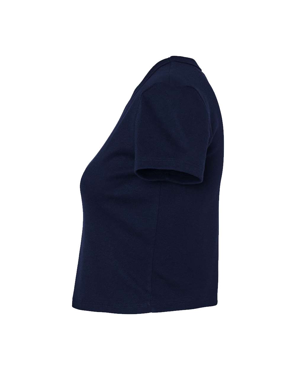 Left View of Solid Navy Blend Women's Micro Rib Baby Tee - 1010