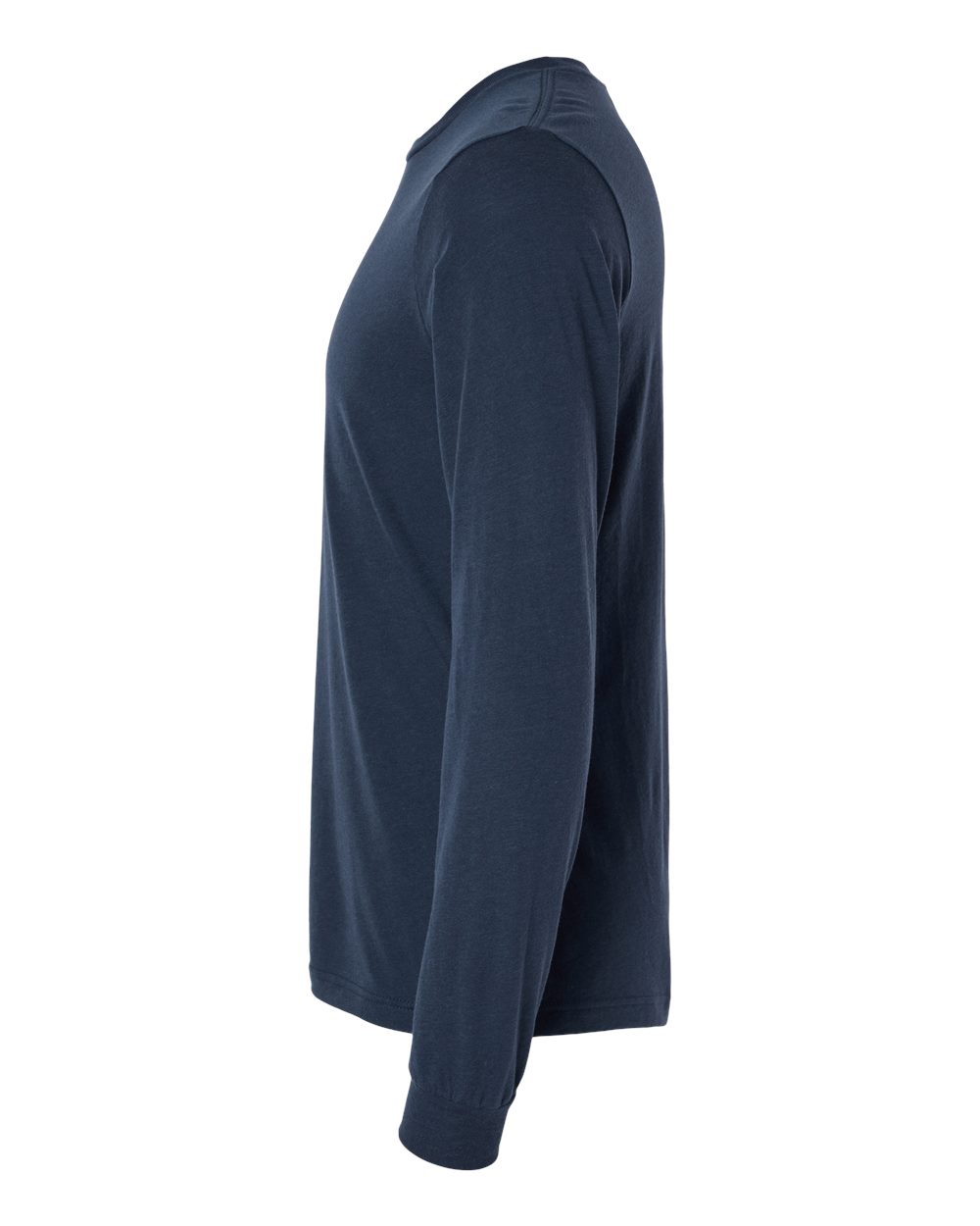 Left View of Solid Navy Triblend Triblend Long Sleeve Tee - 3513