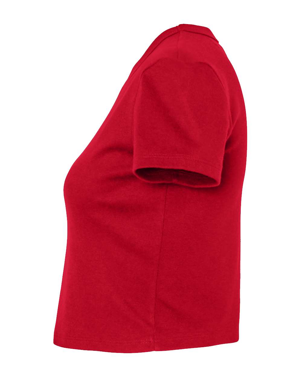 Left View of Solid Red Blend Women's Micro Rib Baby Tee - 1010