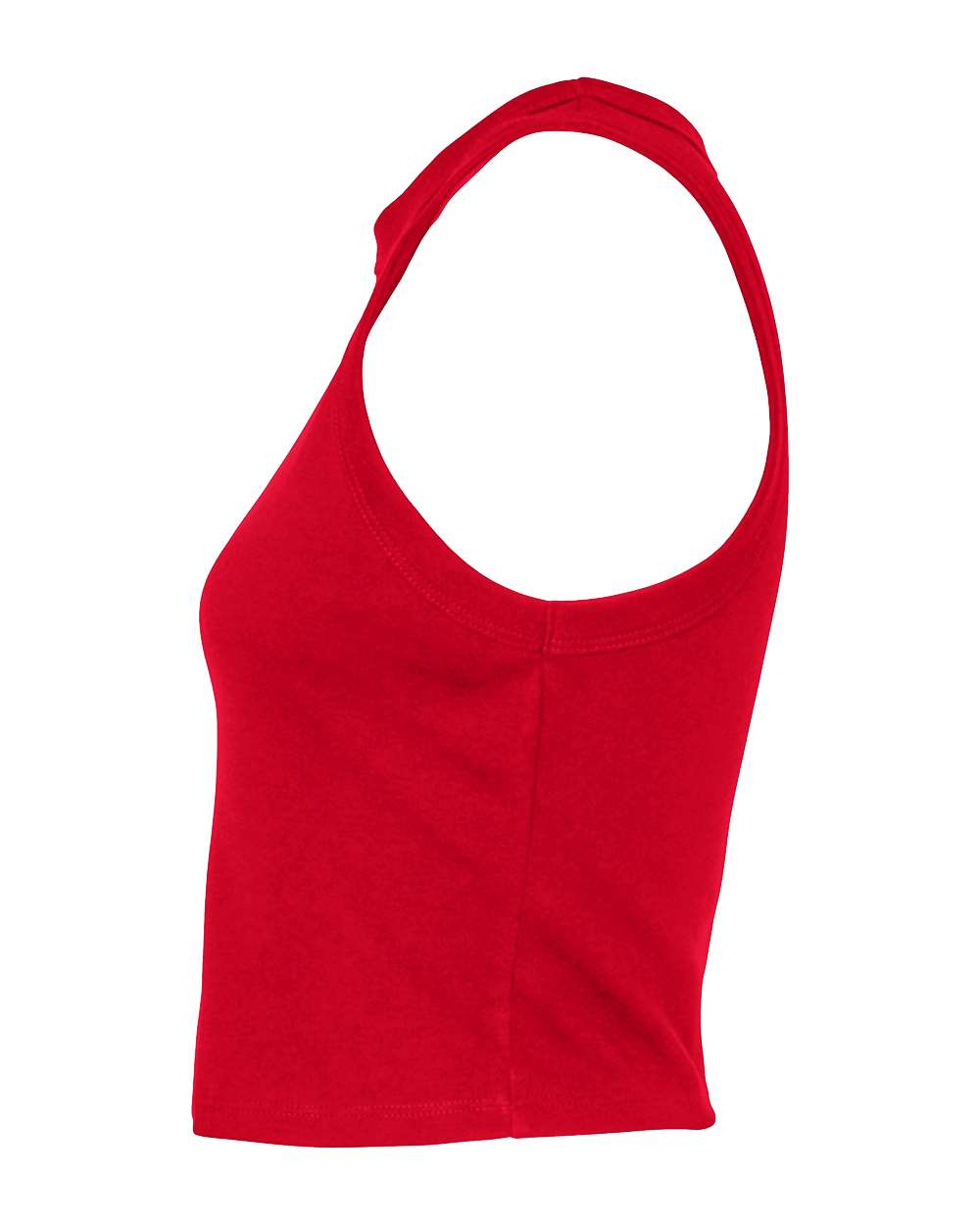 Left View of Solid Red Blend Women's Micro Rib Racer Tank - 1019