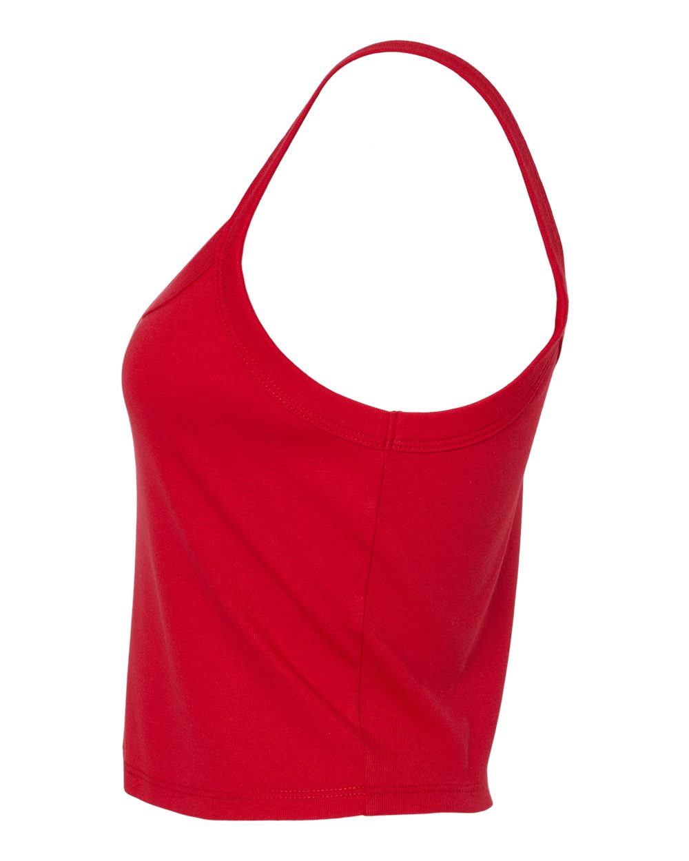 Left View of Solid Red Blend Women's Micro Rib Spaghetti Strap Tank - 1012