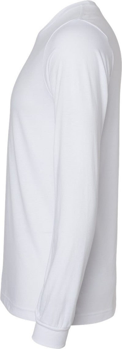 Left View of Solid White Blend Heather CVC Long Sleeve Tee - 3501CVC