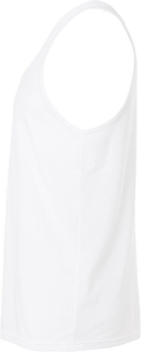 Left View of Solid White Blend Heather CVC Tank - 3480CVC