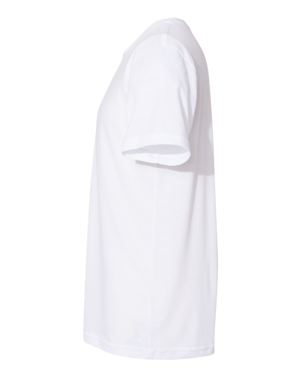 Left View of Solid White Blend Sueded Tee - 3301