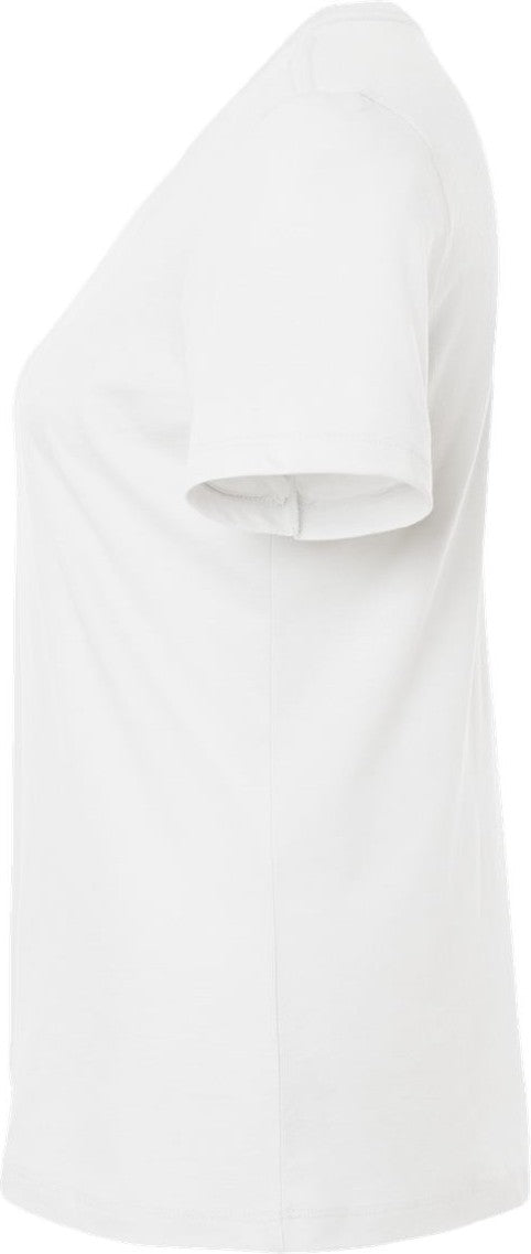 Left View of Solid White Blend Women’s Relaxed Fit Heather CVC Tee - 6400CVC