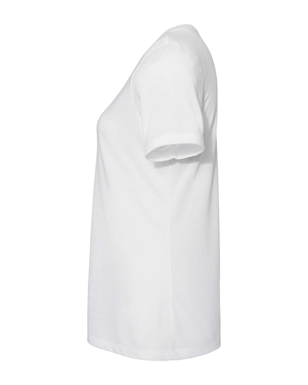 Left View of Solid White Triblend Women's Relaxed Triblend Short Sleeve V-Neck Tee - 6415