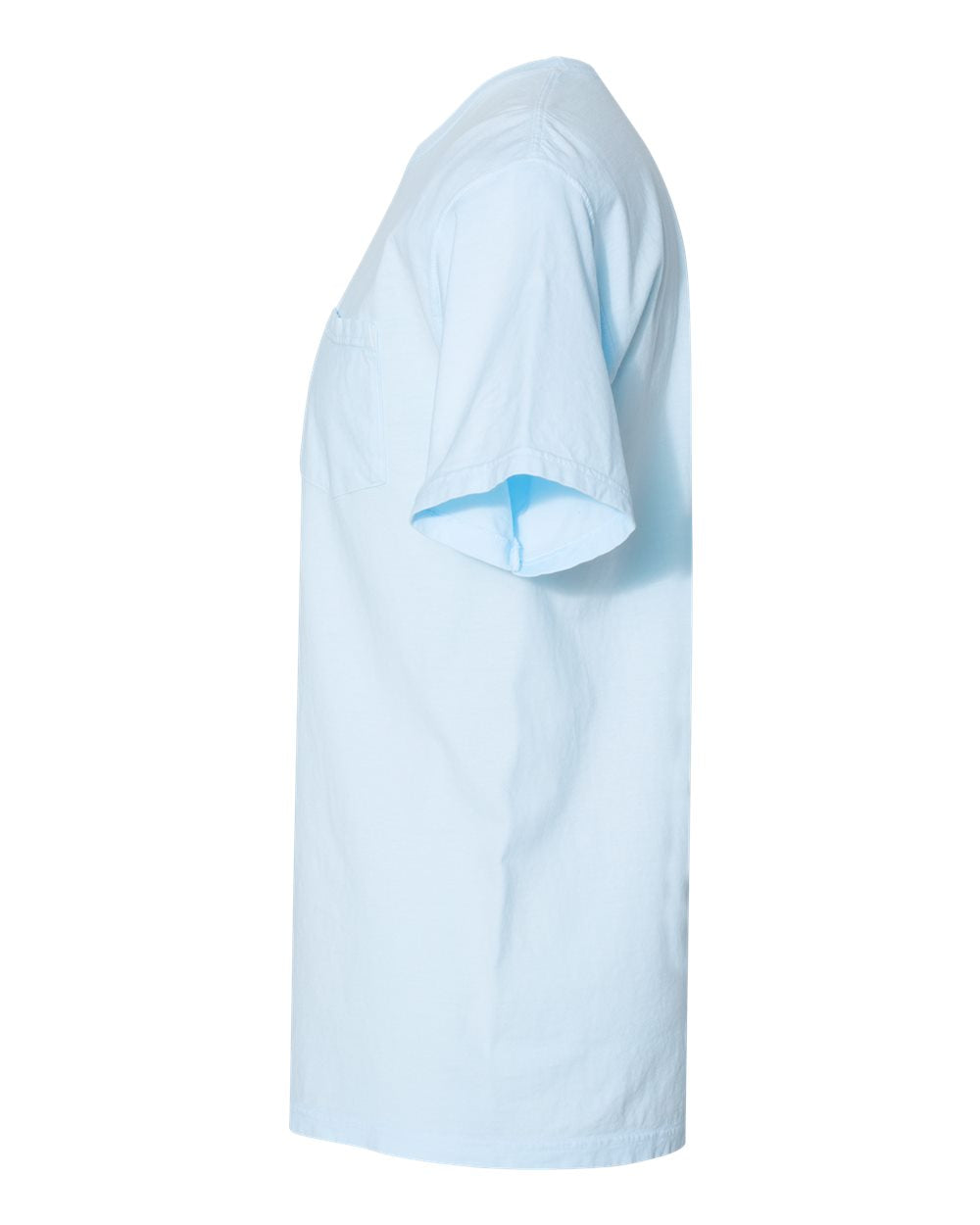 Left View of Soothing Blue Garment-Dyed Pocket T-Shirt - GDH150