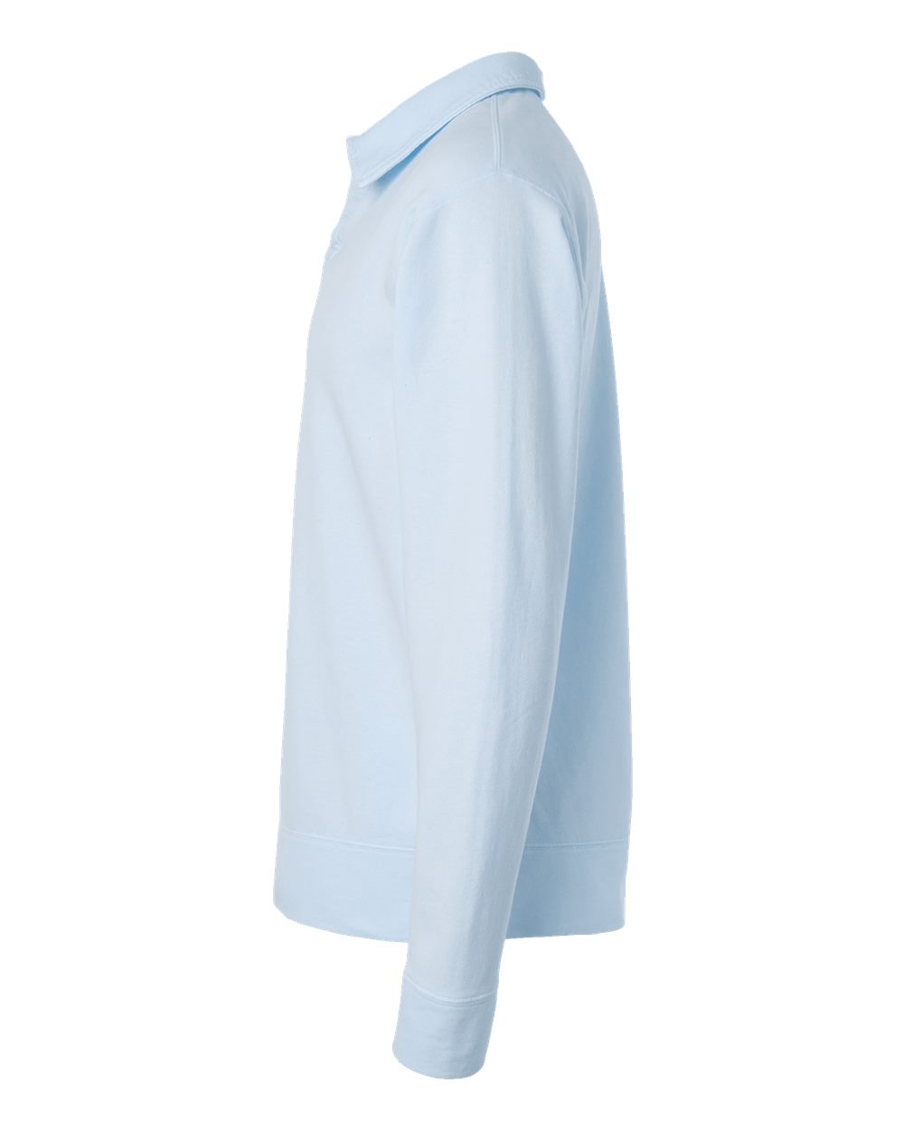 Left View of Soothing Blue Garment-Dyed Polo Collar Sweatshirt - GDH490
