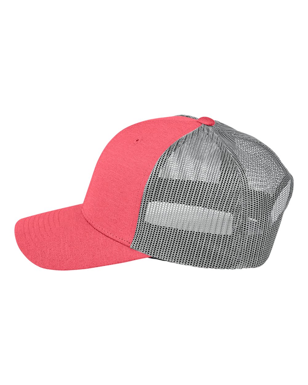 Left View of Sport Red Heather/ Sport Graphite Youth Zone Sonic Heather Trucker Cap - TT802Y