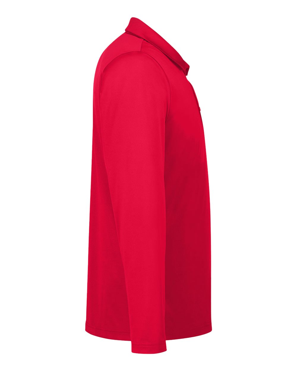 Left View of Sport Red Men's Zone Performance Long Sleeve Polo - TT51L