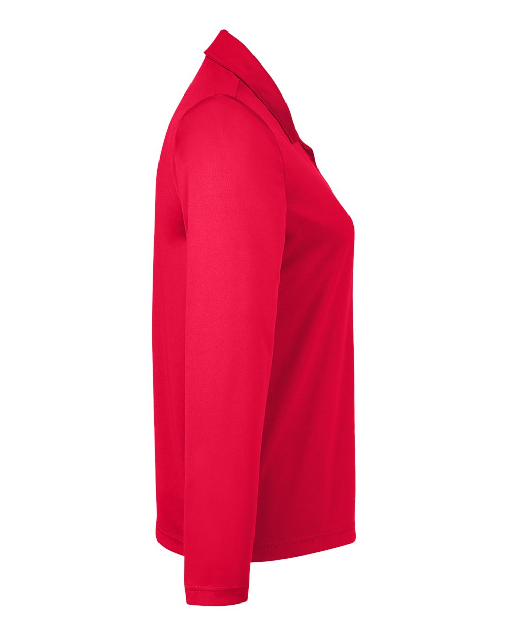 Left View of Sport Red Women's Zone Performance Long Sleeve Polo - TT51LW