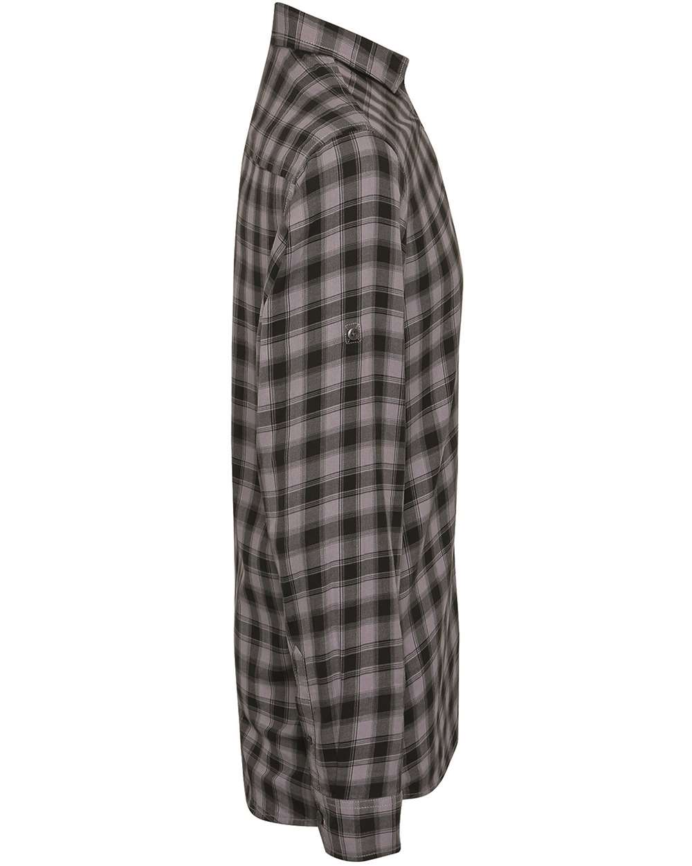 Left View of Steel/ Black Men's Mulligan Check Cotton Shirt - RP250