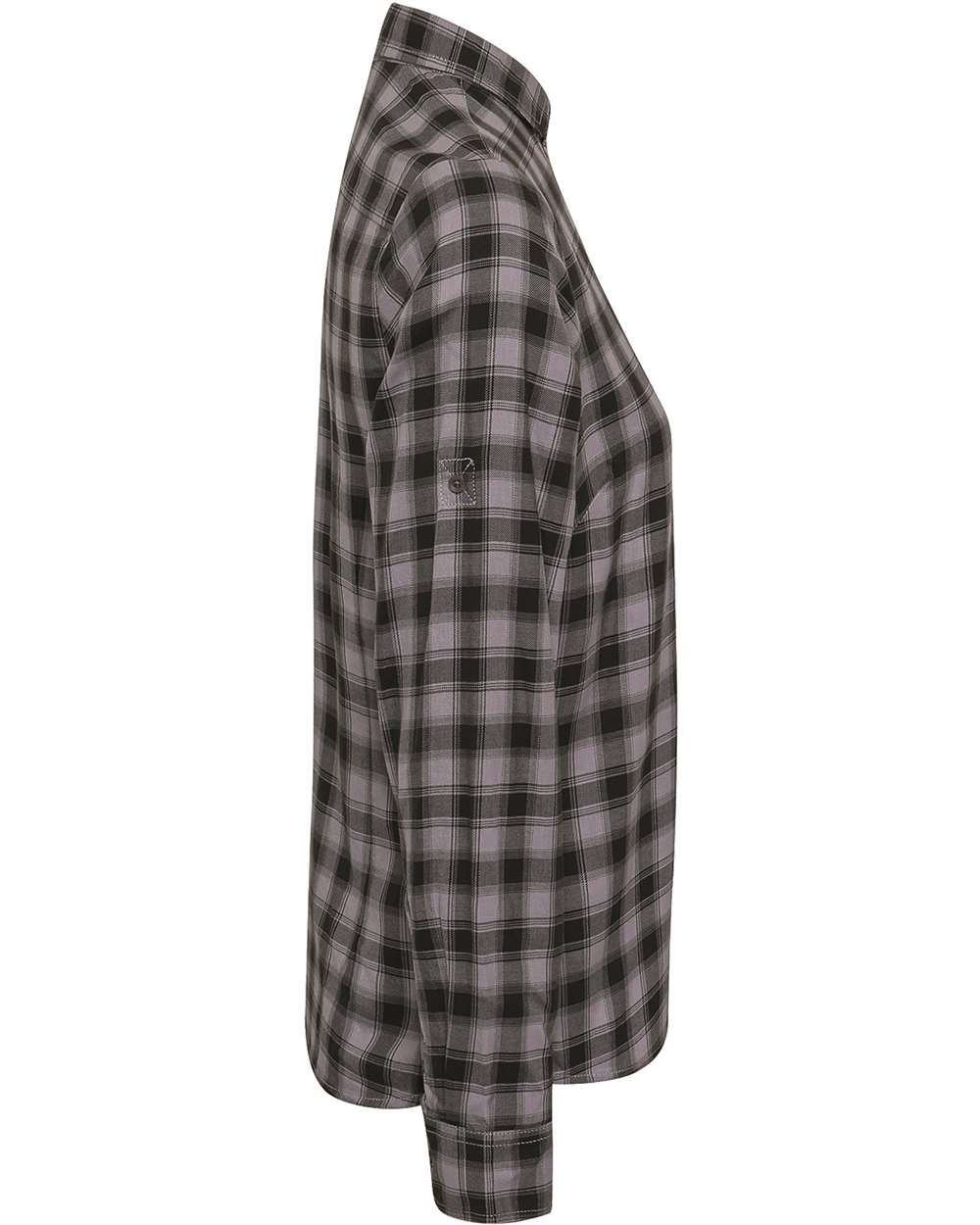 Left View of Steel/ Black Women's Mulligan Check Cotton Dress Shirt - RP350