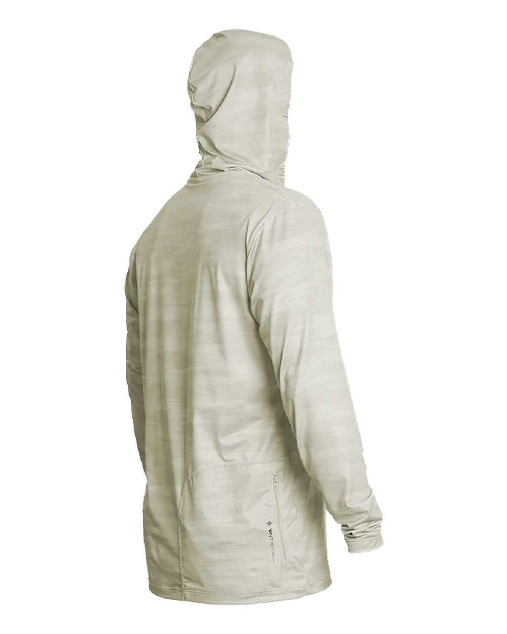 Left View of Stone Camo Low Pro Tech Hooded Long Sleeve T-Shirt - MVLPRH8