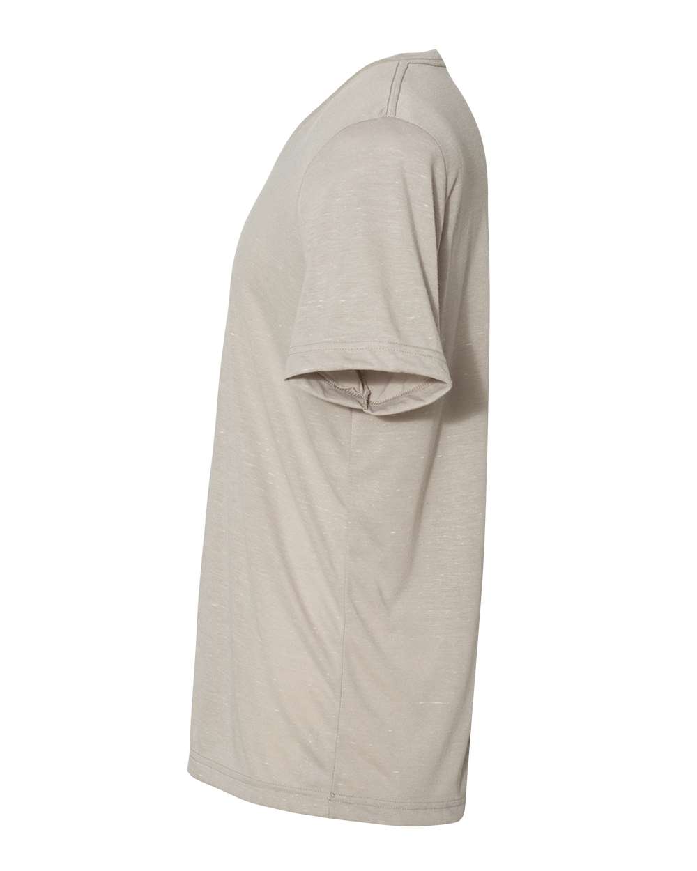 Left View of Stone Marble Textured Jersey V-Neck Tee - 3655