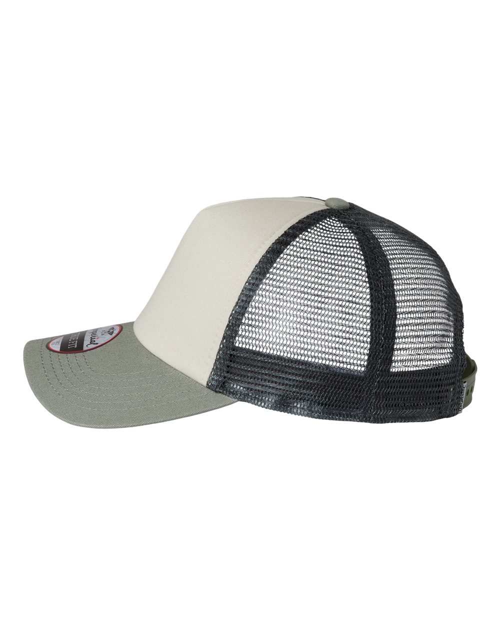 Left View of Stone/ Moss/ Charcoal North Country Trucker Cap - 1287