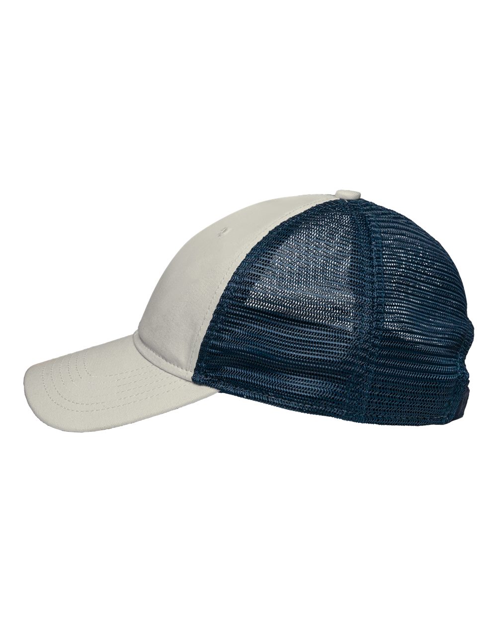 Left View of Stone/ Navy Mesh Dad Hat Fit - SP1750