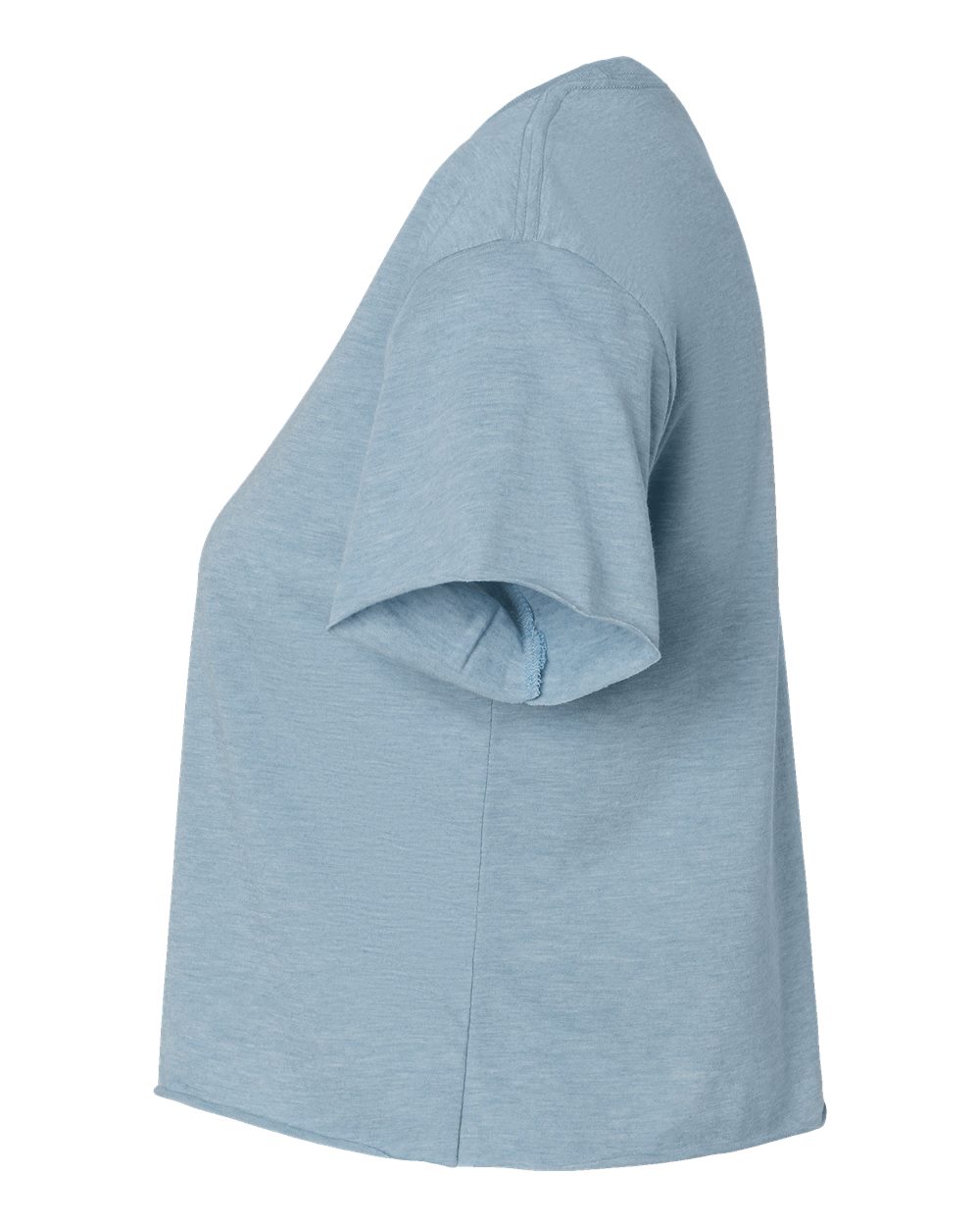 Left View of Stonewash Denim Women's Festival Crop Top - 5080