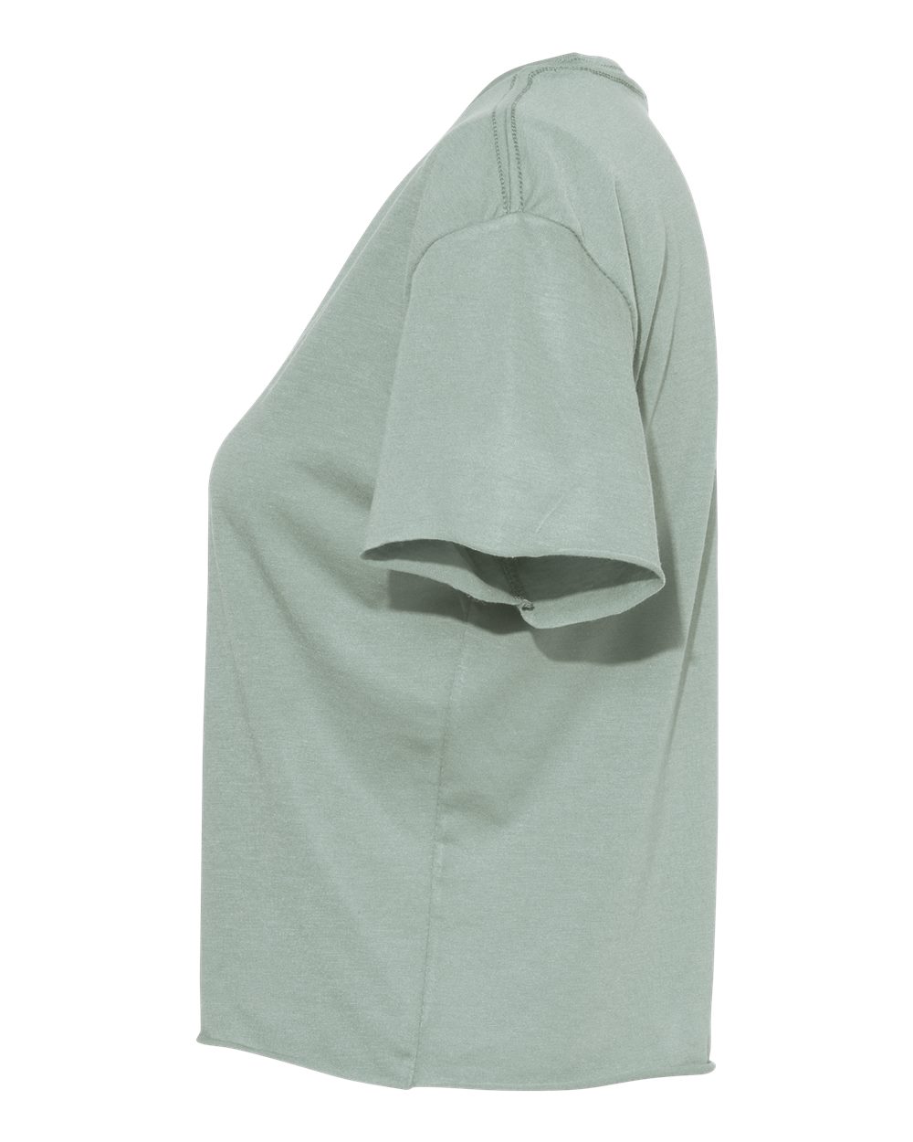 Left View of Stonewash Green Women's Festival Crop Top - 5080