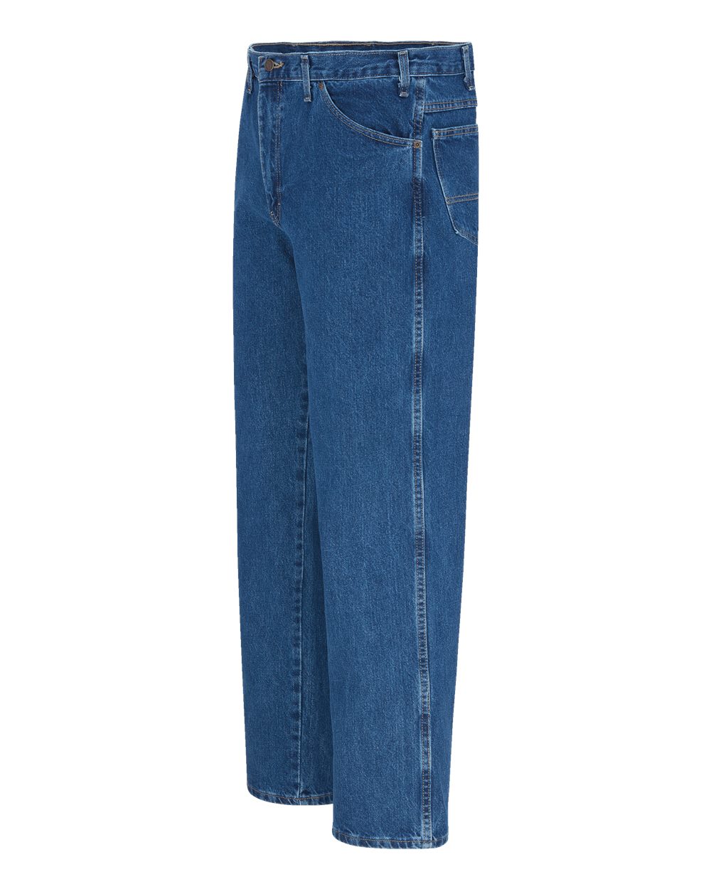 Left View of Stonewashed Indigo Blue - 34I 5-Pocket Jeans - 1329