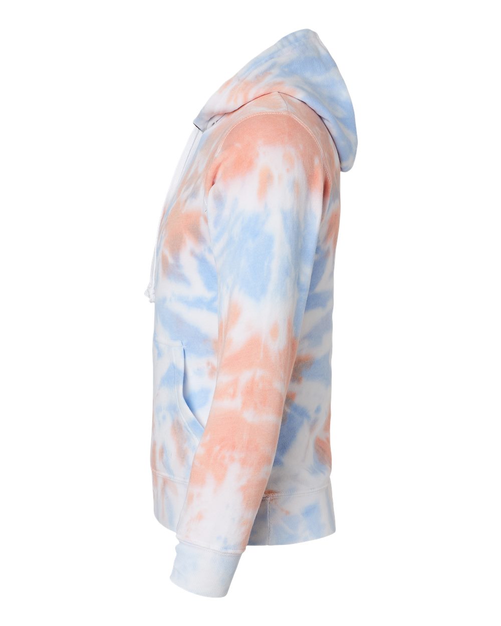 Left View of Sunset Tie Dye Tie-Dyed Fleece Hooded Sweatshirt - 8861