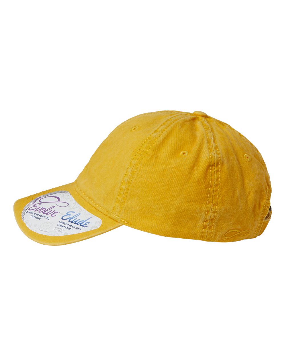 Left View of Sunset Yellow/ Polka Dots Women's Pigment-Dyed with Fashion Undervisor Cap - CASSIE