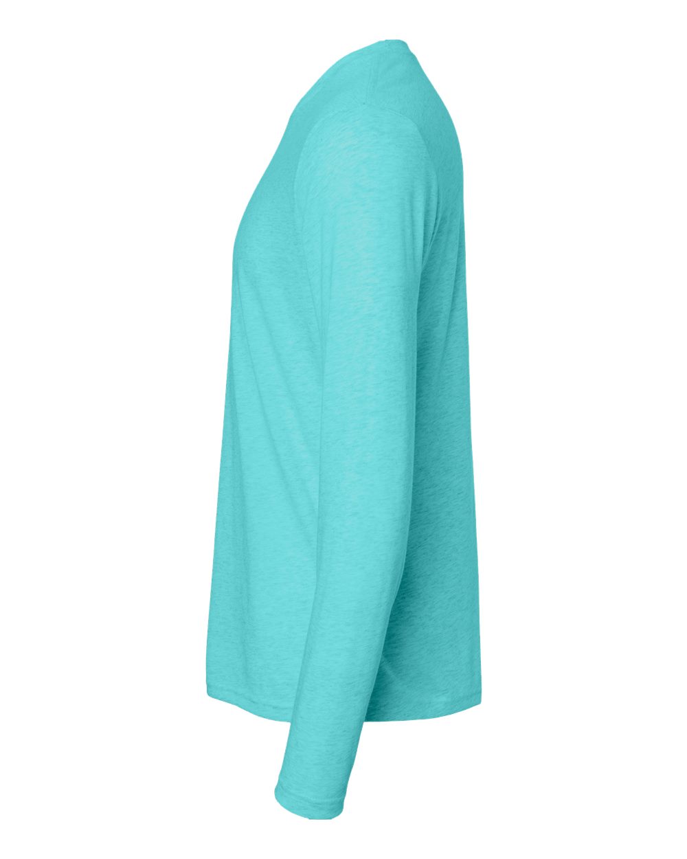 Left View of Tahiti Blue Triblend Long Sleeve T-Shirt - 6071