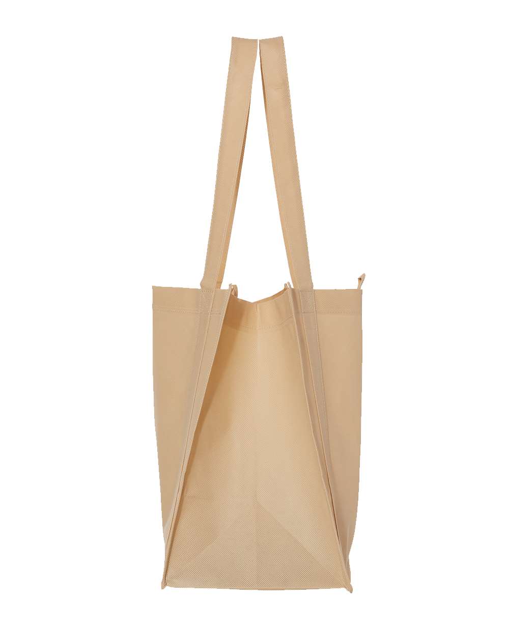 Left View of Tan Non-Woven Reusable Shopping Bag - 3000