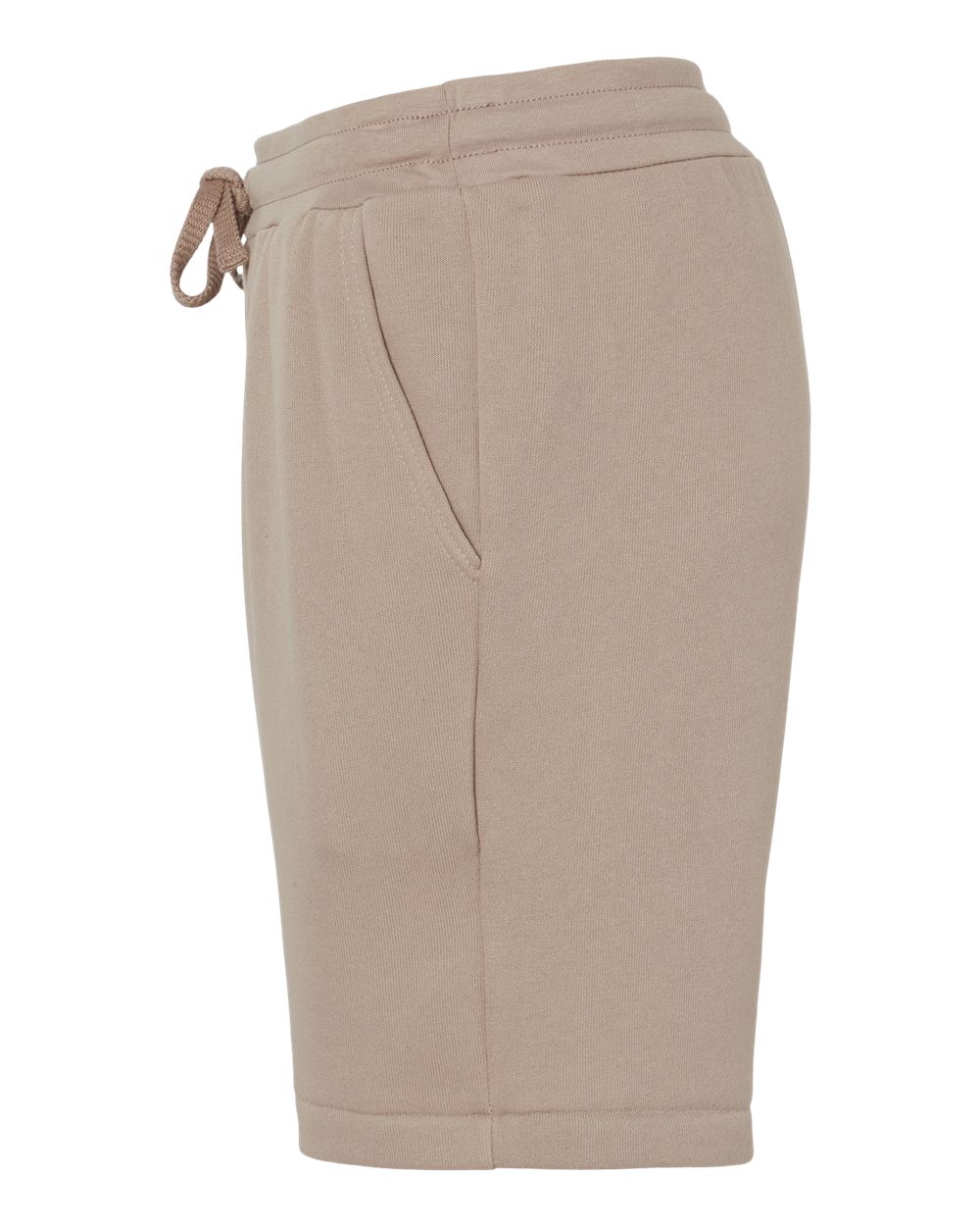 Left View of Tan Sponge Fleece Shorts - 3724