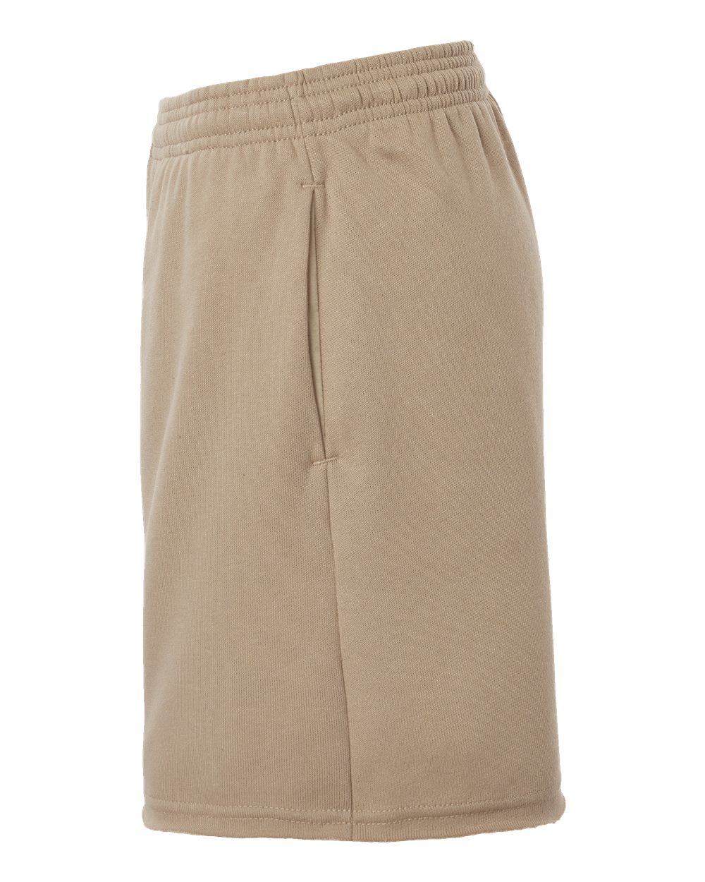 Left View of Tan Women's Cutoff Fleece Shorts - 3787