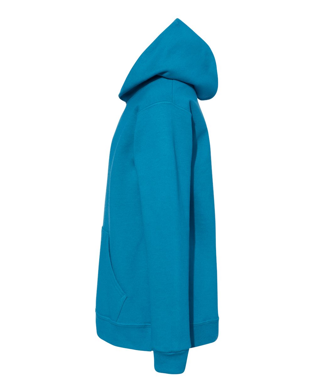 Left View of Teal Ecosmart® Youth Hooded Sweatshirt - P473