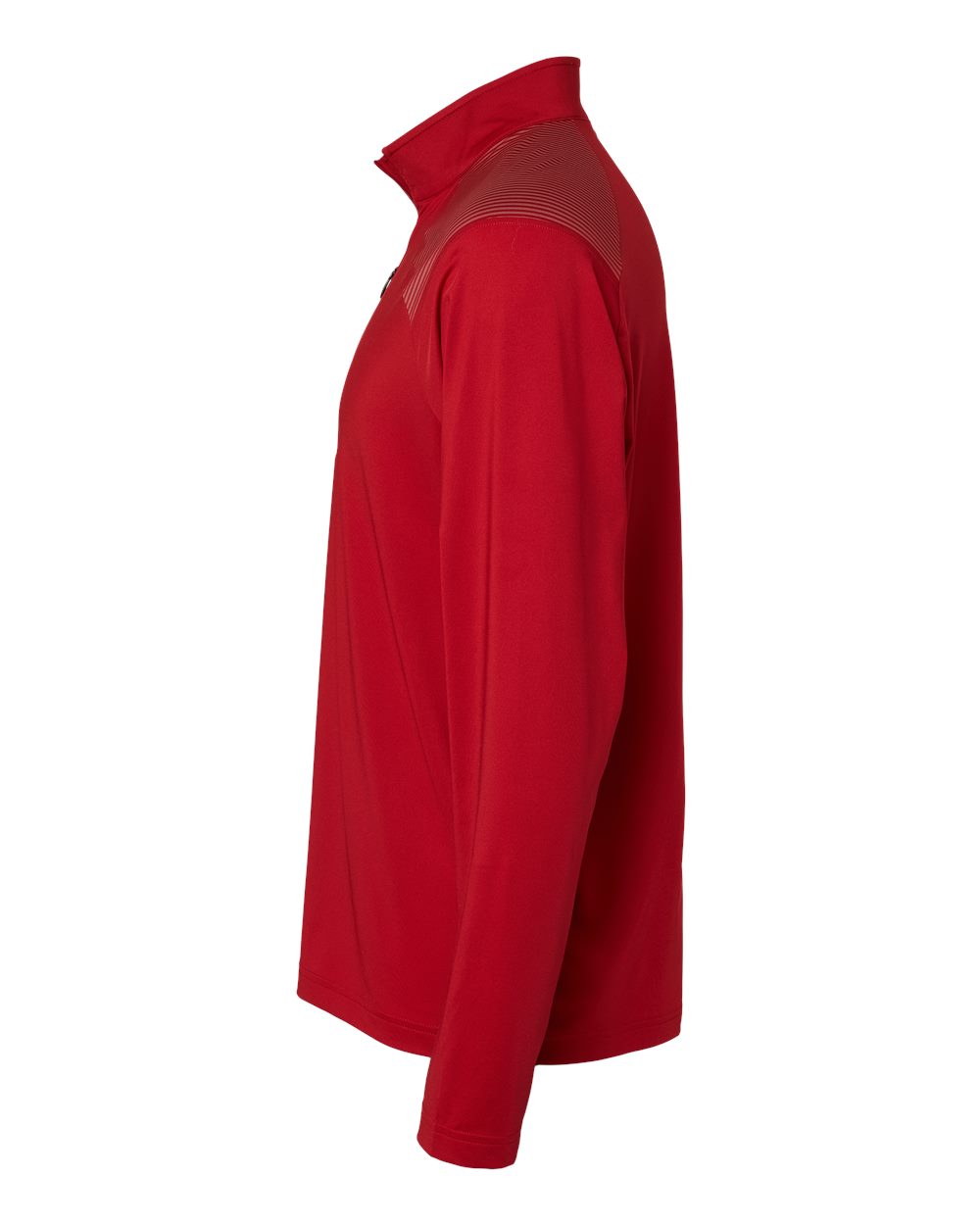 Left View of Team Power Red Shoulder Stripe Quarter-Zip Pullover - A520