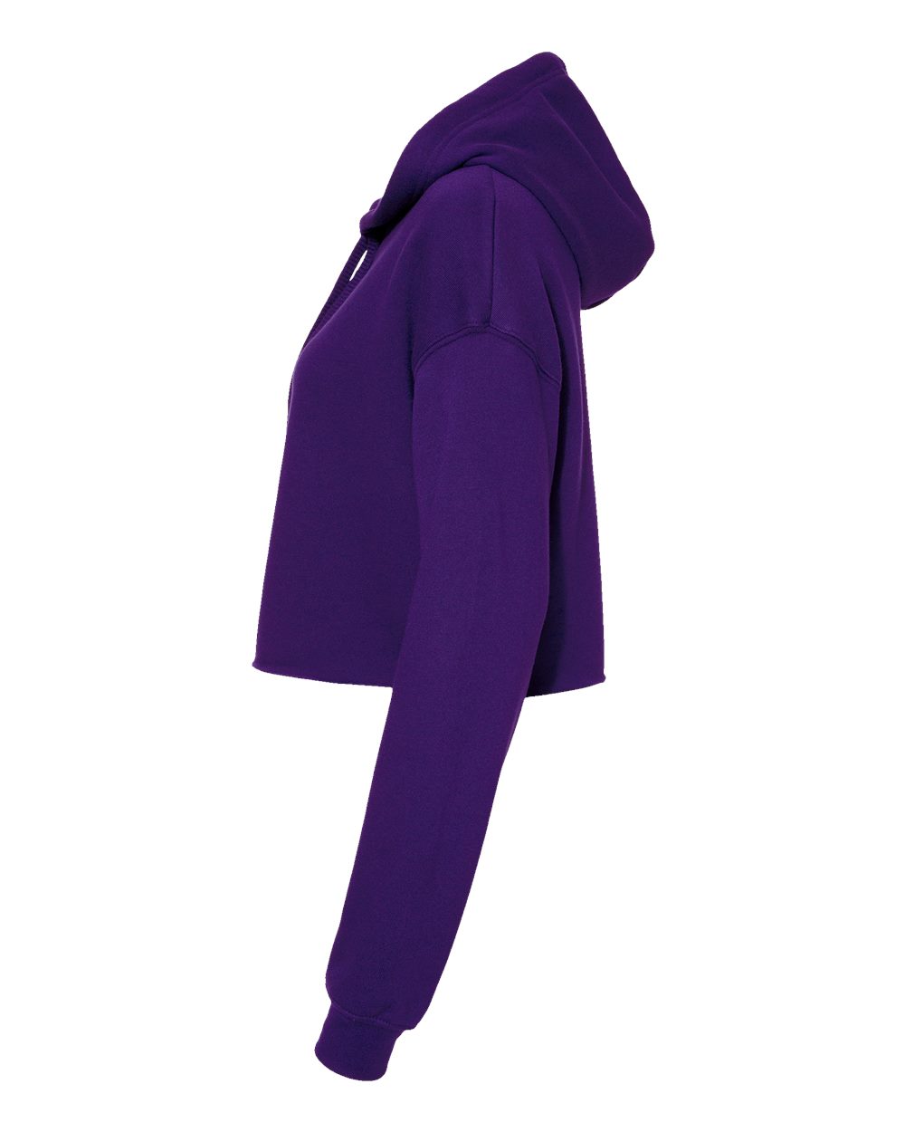 Left View of Team Purple Women's Crop Fleece Hoodie - 7502