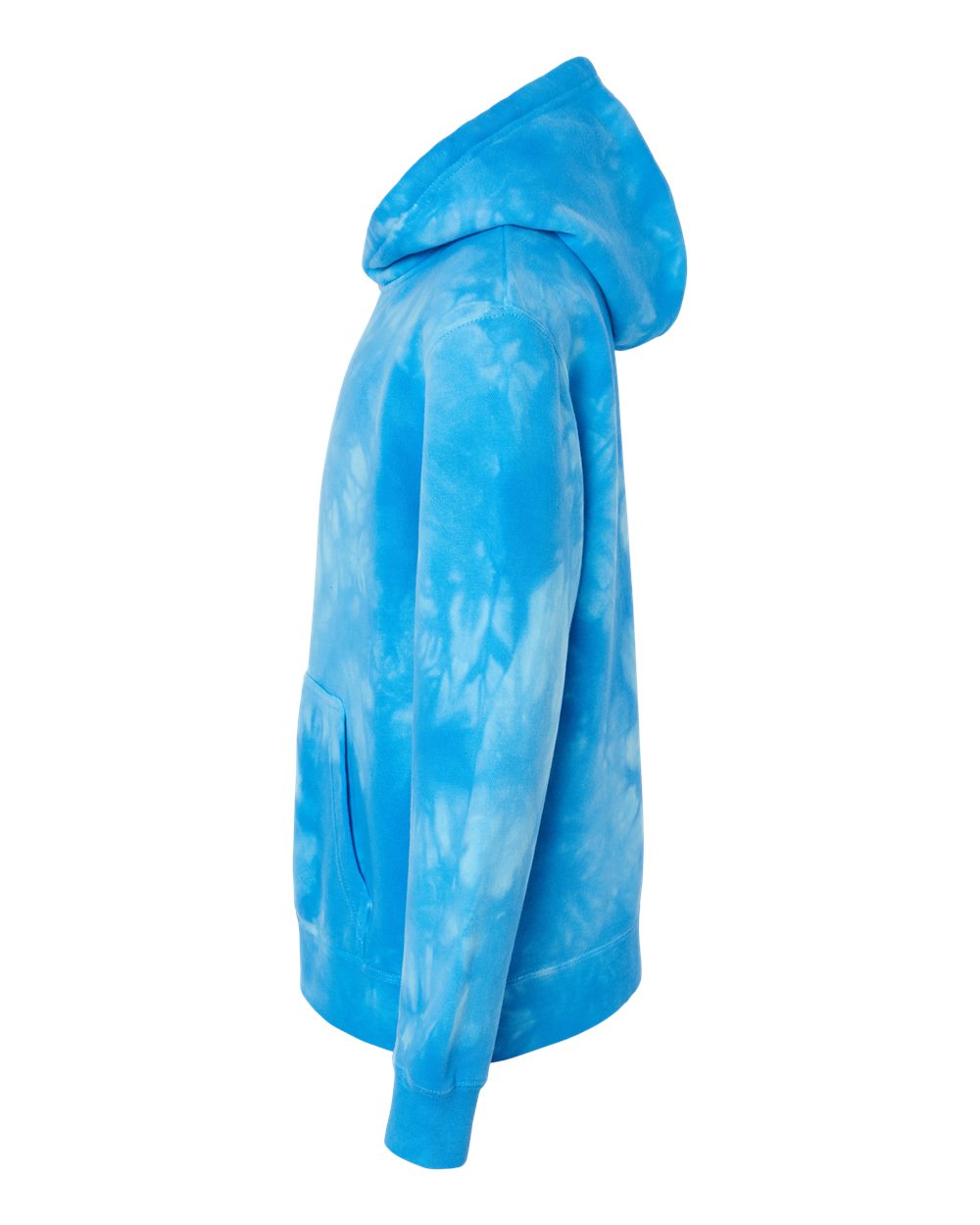 Left View of Tie Dye Aqua Blue Youth Midweight Tie-Dyed Hooded Sweatshirt - PRM1500TD