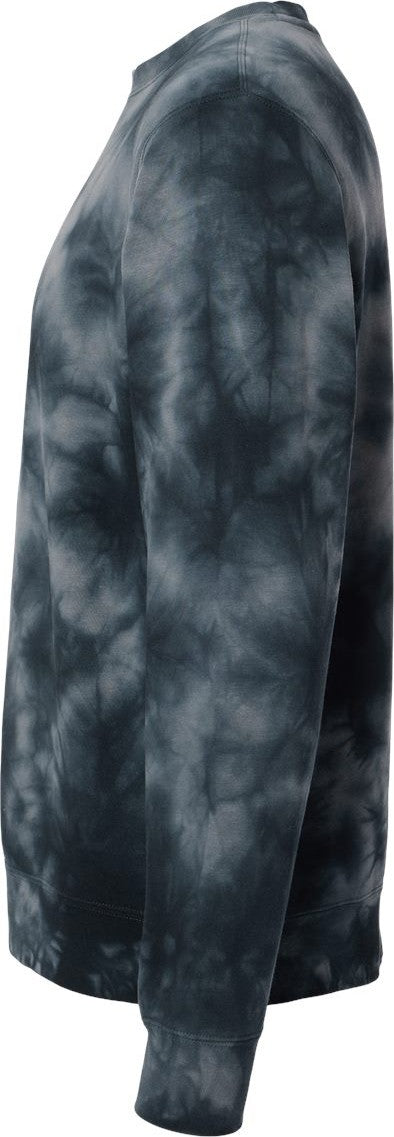 Left View of Tie Dye Black Midweight Tie-Dyed Crewneck Sweatshirt - PRM3500TD