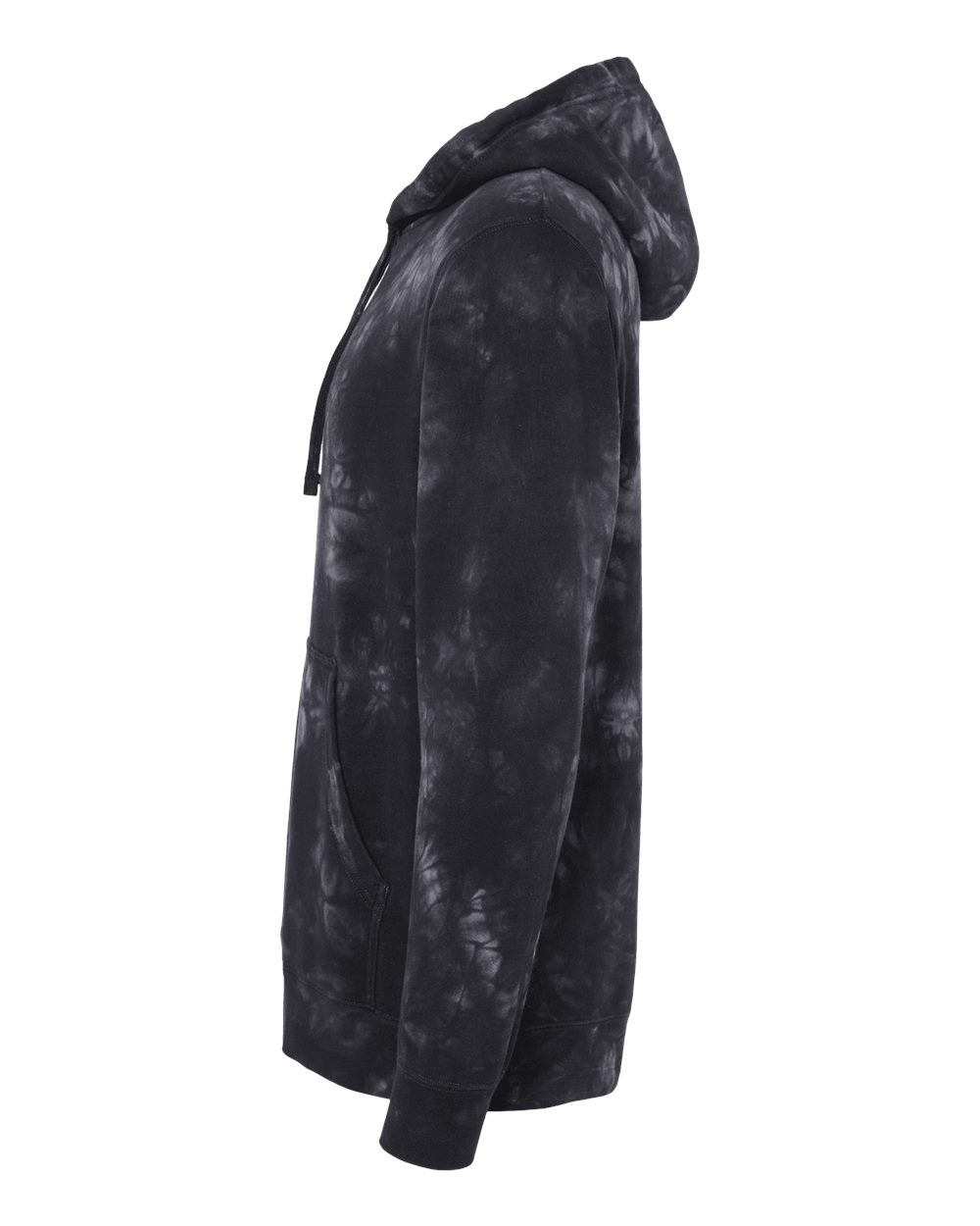 Left View of Tie Dye Black Midweight Tie-Dyed Hooded Sweatshirt - PRM4500TD