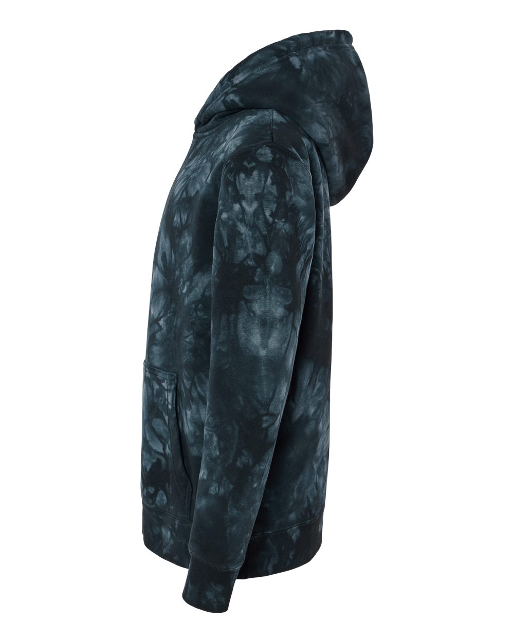 Left View of Tie Dye Black Youth Midweight Tie-Dyed Hooded Sweatshirt - PRM1500TD