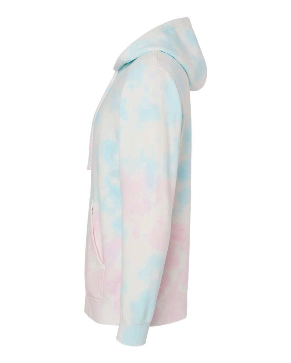 Left View of Tie Dye Cotton Candy Midweight Tie-Dyed Hooded Sweatshirt - PRM4500TD