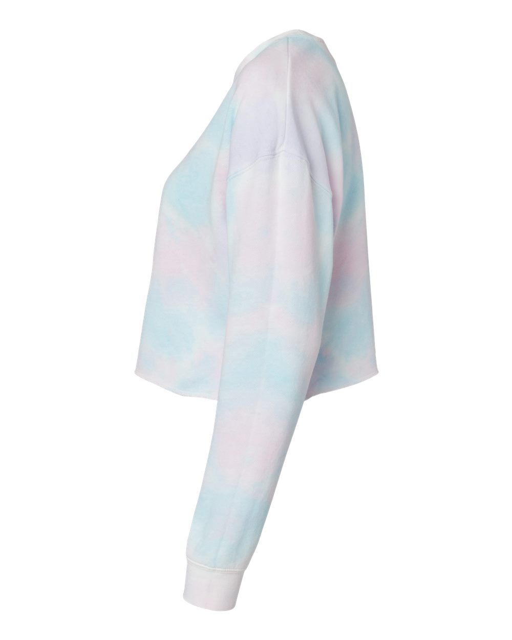 Left View of Tie Dye Cotton Candy Women's Lightweight Crop Crewneck Sweatshirt - AFX24CRP