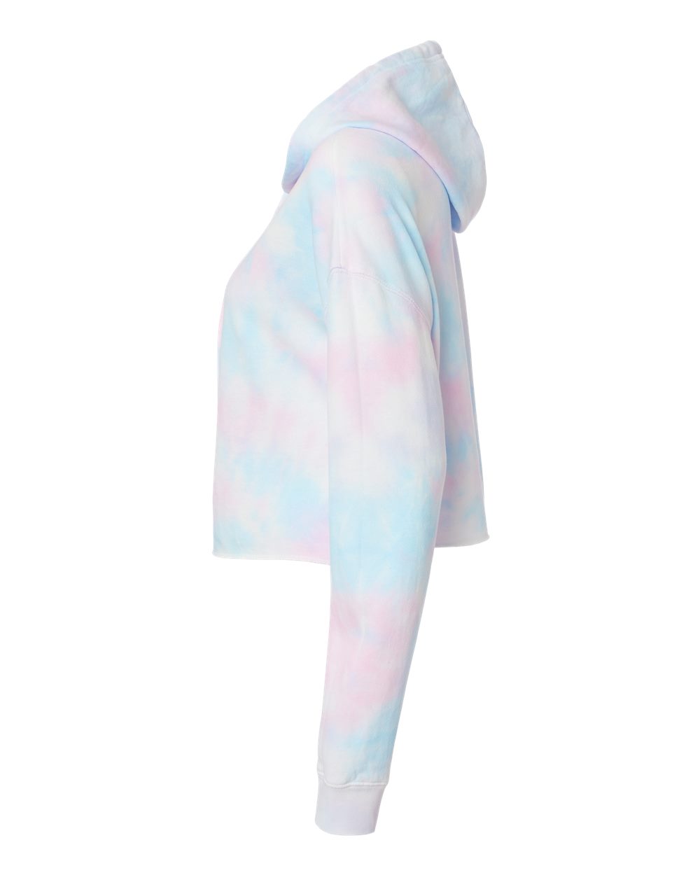 Left View of Tie Dye Cotton Candy Women’s Lightweight Crop Hooded Sweatshirt - AFX64CRP
