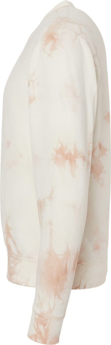 Left View of Tie Dye Dusty Pink Midweight Tie-Dyed Crewneck Sweatshirt - PRM3500TD